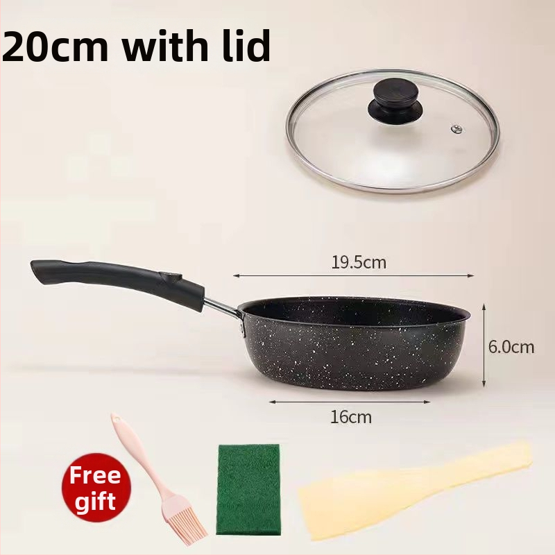 Maifanová panvica na smaženie s neprilnavým povrchom a skleneným poklopom (Indukčne kompatibilná, jednovrstvové dno, všeobecné použitie)