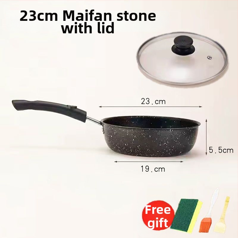 Maifanová panvica na smaženie s neprilnavým povrchom a skleneným poklopom (Indukčne kompatibilná, jednovrstvové dno, všeobecné použitie)