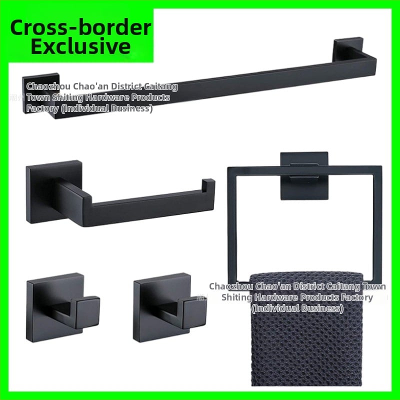 Shuoen 5-частов комплект за баня от неръждаема стомана: стенен държач за хартиена кърпа, държач за кърпи и закачалки; материал: 304 неръждаема стомана; тегло 1280 g; фино полиране; стил: модерен минимализъм