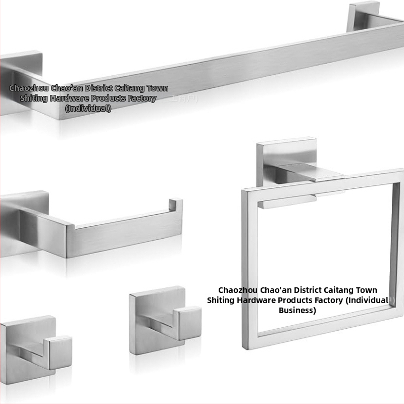 Shuoen 5-частов комплект за баня от неръждаема стомана: стенен държач за хартиена кърпа, държач за кърпи и закачалки; материал: 304 неръждаема стомана; тегло 1280 g; фино полиране; стил: модерен минимализъм