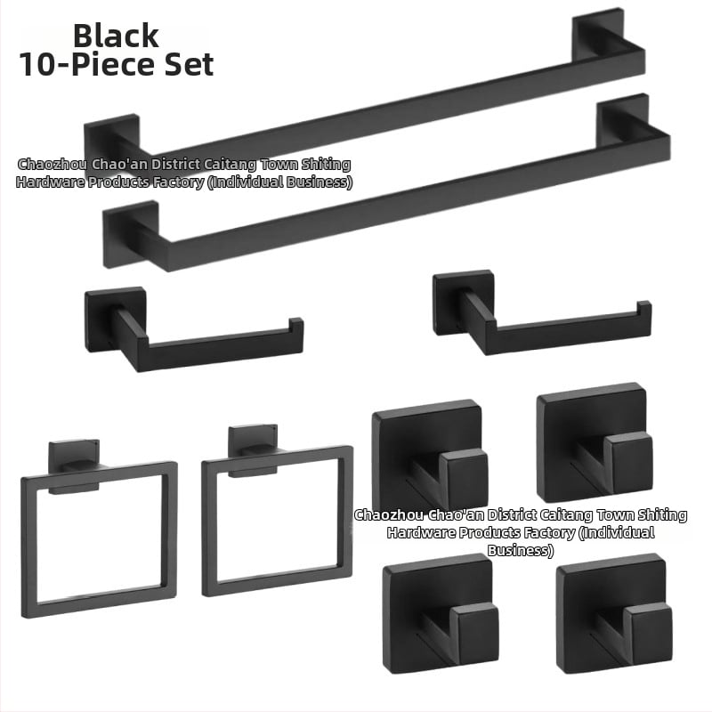 Shuoen 5-частов комплект за баня от неръждаема стомана: стенен държач за хартиена кърпа, държач за кърпи и закачалки; материал: 304 неръждаема стомана; тегло 1280 g; фино полиране; стил: модерен минимализъм