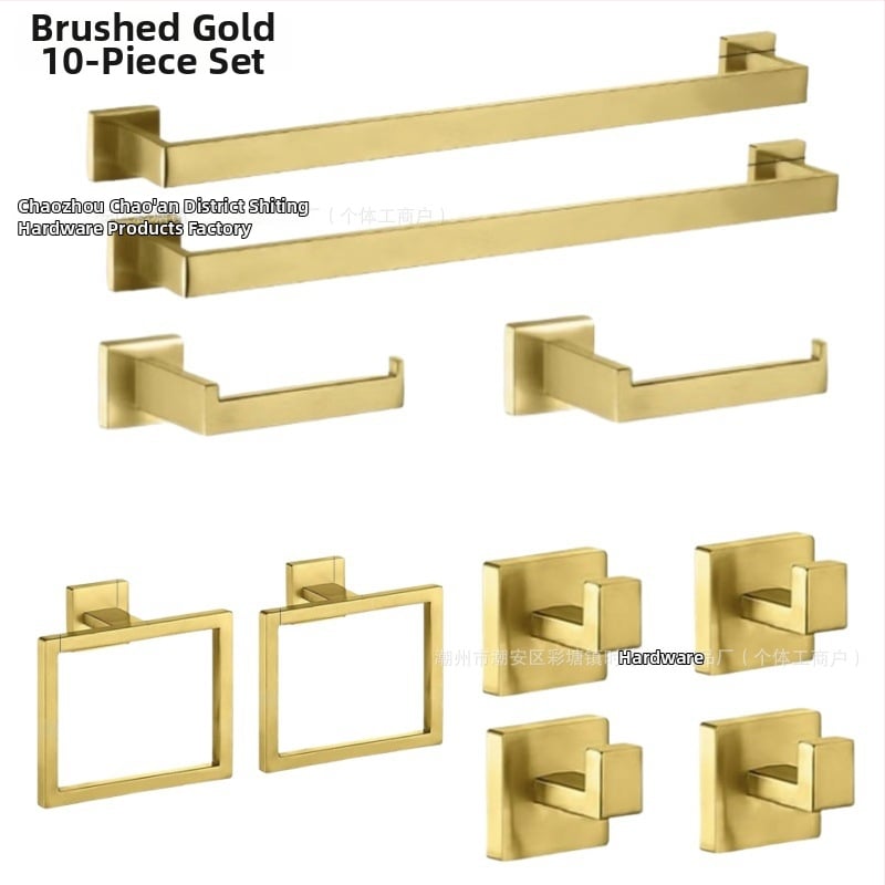 Shuoen 5-частов комплект за баня от неръждаема стомана: стенен държач за хартиена кърпа, държач за кърпи и закачалки; материал: 304 неръждаема стомана; тегло 1280 g; фино полиране; стил: модерен минимализъм