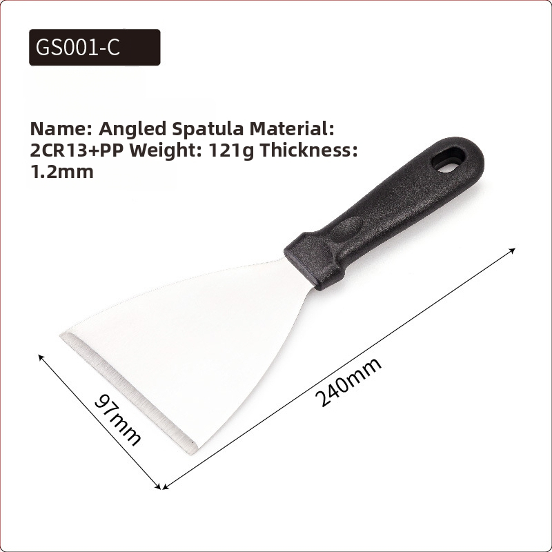 Rozsdamentes acél teppanyaki spatula készlet kültéri grillsütéshez — modern minimalista design, tartalmaz spatulákat steakhez és palacsintákhoz, testreszabható