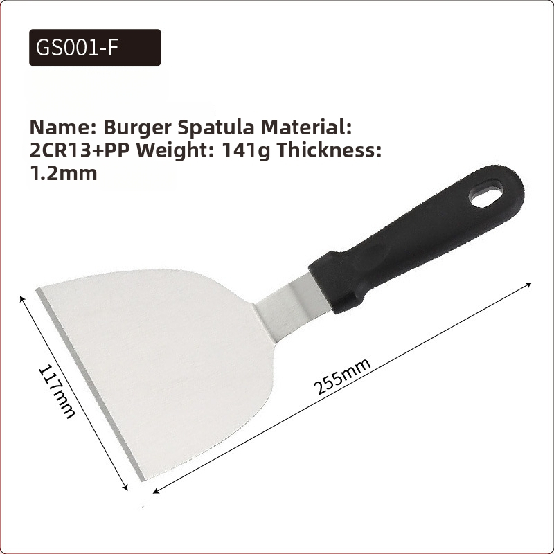 Rozsdamentes acél teppanyaki spatula készlet kültéri grillsütéshez — modern minimalista design, tartalmaz spatulákat steakhez és palacsintákhoz, testreszabható
