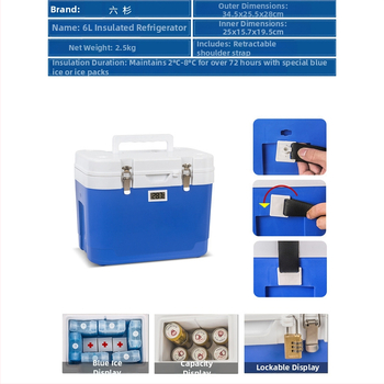 Six Fir cooler medical portabil pentru insulină, medicamente și lapte matern; izolație PU cu șase fețe; temperatură minimă de refrigerare 1°C