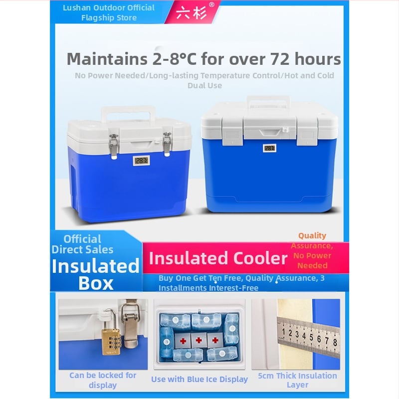 Six Fir cooler medical portabil pentru insulină, medicamente și lapte matern; izolație PU cu șase fețe; temperatură minimă de refrigerare 1°C