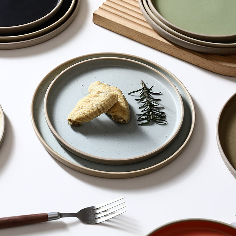 Японски стил порцеланова чиния, кръгла чиния за хранене, микровълнова безопасна, персонализируема