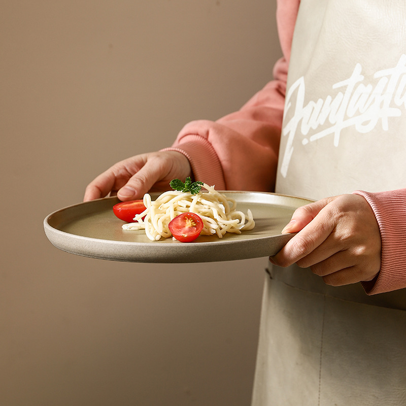 Японски стил порцеланова чиния, кръгла чиния за хранене, микровълнова безопасна, персонализируема