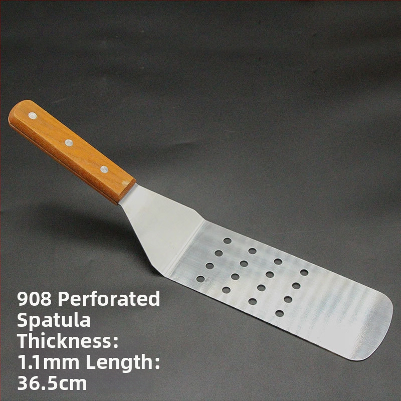 Sada teppanyaki špachtľí s drevenou rúčkou, nerezová oceľ – vysokoteplotná odolnosť, proti popáleniu, obsahuje špachtu na steak a grilovaciu špachtľu