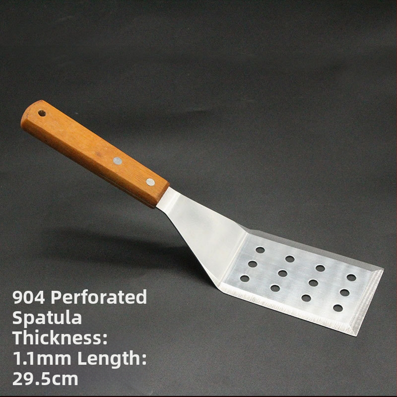 Sada teppanyaki špachtľí s drevenou rúčkou, nerezová oceľ – vysokoteplotná odolnosť, proti popáleniu, obsahuje špachtu na steak a grilovaciu špachtľu