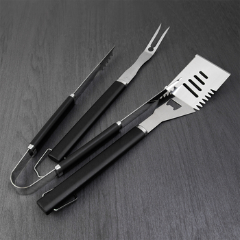 Set za roštilj od nehrđajućeg čelika, 3-djelni, uključuje vilicu, spatulu i klipsu