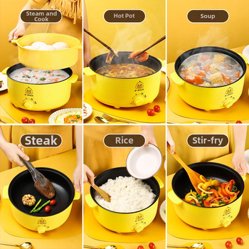 Elektrický viacúčelový varný prístroj s dvojitou rúčkou a otočným ovládaním, integrovaný dizajn, pre 4–5 porci