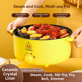 Elektrický viacúčelový varný prístroj s dvojitou rúčkou a otočným ovládaním, integrovaný dizajn, pre 4–5 porci