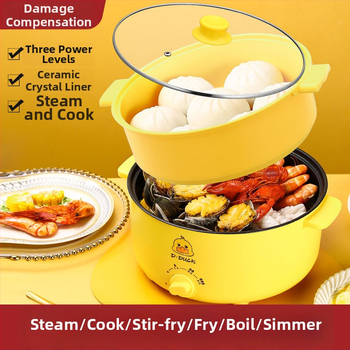 Elektrický viacúčelový varný prístroj s dvojitou rúčkou a otočným ovládaním, integrovaný dizajn, pre 4–5 porci