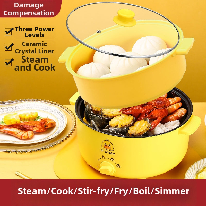 Elektrický viacúčelový varný prístroj s dvojitou rúčkou a otočným ovládaním, integrovaný dizajn, pre 4–5 porci