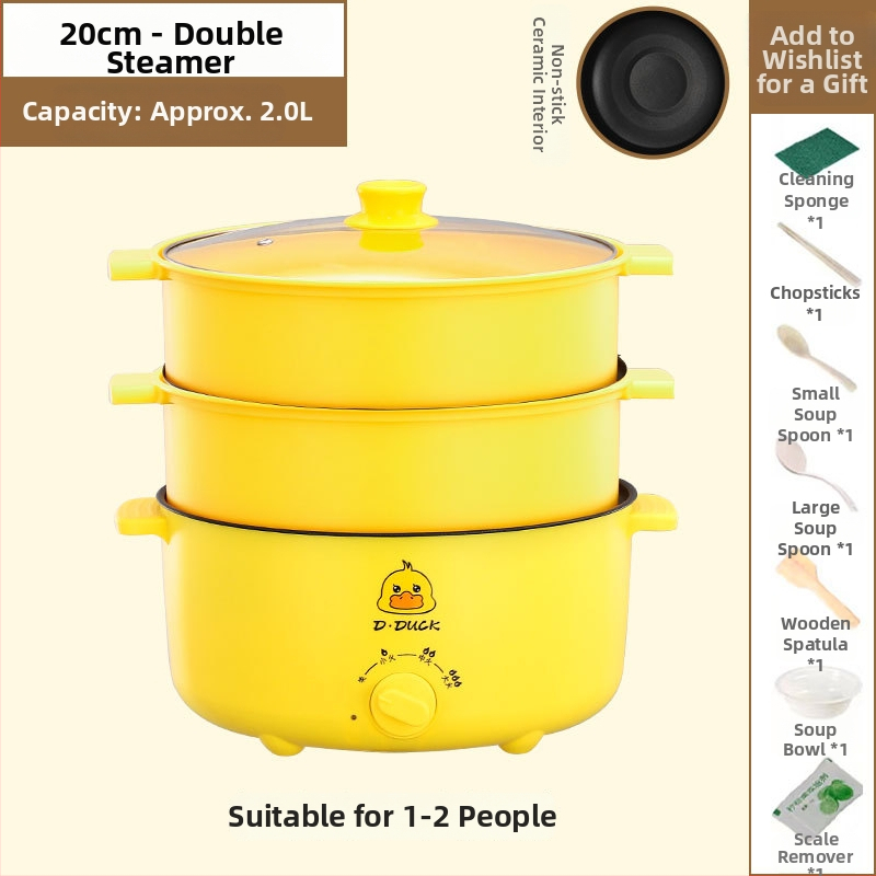 Elektrický viacúčelový varný prístroj s dvojitou rúčkou a otočným ovládaním, integrovaný dizajn, pre 4–5 porci