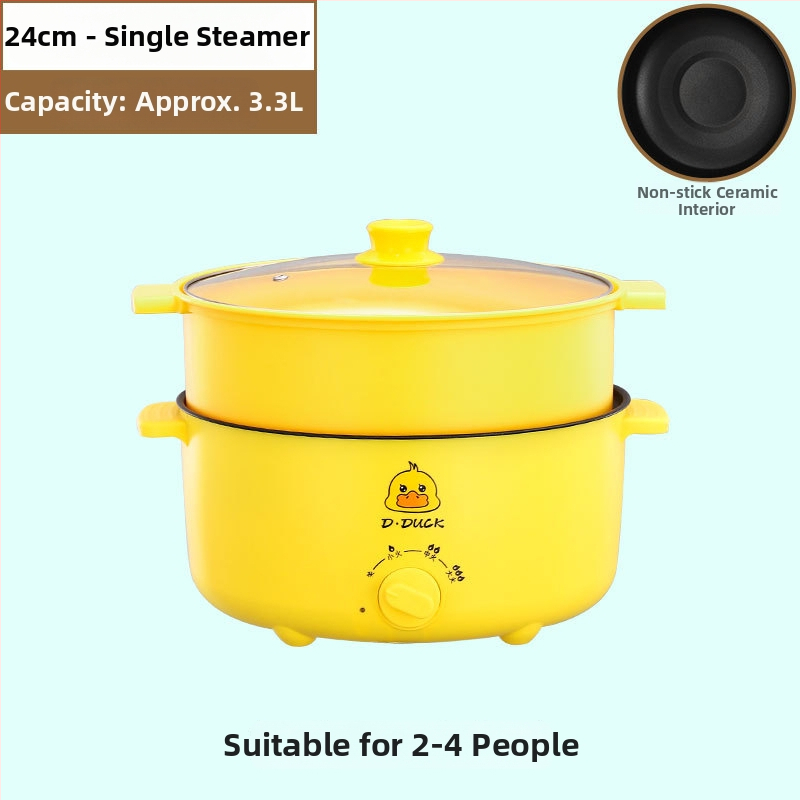 Elektrický viacúčelový varný prístroj s dvojitou rúčkou a otočným ovládaním, integrovaný dizajn, pre 4–5 porci