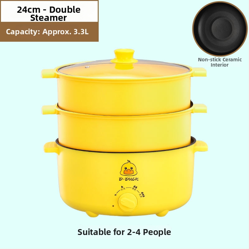 Elektrický viacúčelový varný prístroj s dvojitou rúčkou a otočným ovládaním, integrovaný dizajn, pre 4–5 porci