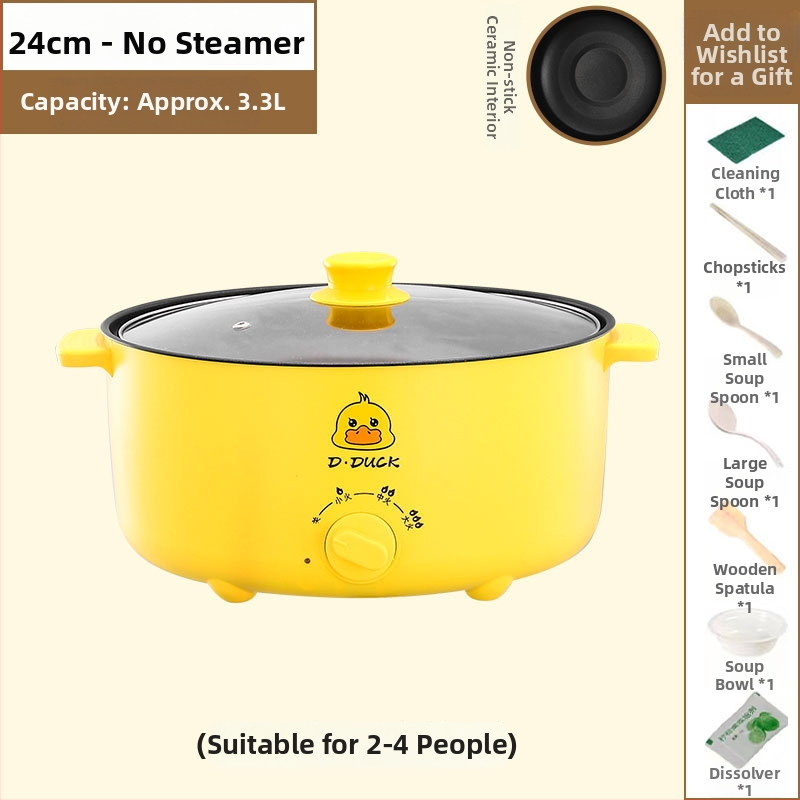 Elektrický viacúčelový varný prístroj s dvojitou rúčkou a otočným ovládaním, integrovaný dizajn, pre 4–5 porci