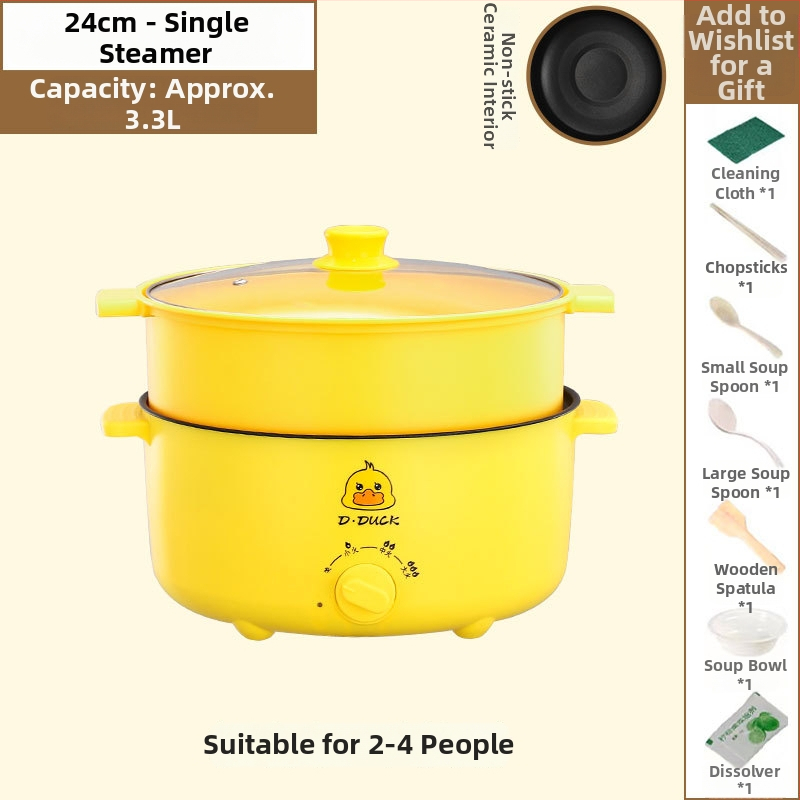 Elektrický viacúčelový varný prístroj s dvojitou rúčkou a otočným ovládaním, integrovaný dizajn, pre 4–5 porci