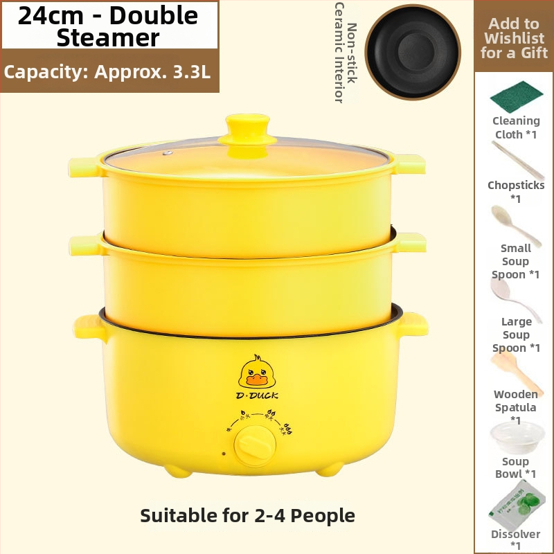 Elektrický viacúčelový varný prístroj s dvojitou rúčkou a otočným ovládaním, integrovaný dizajn, pre 4–5 porci