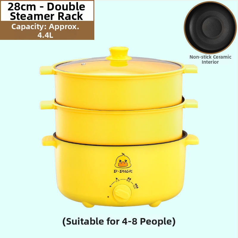 Elektrický viacúčelový varný prístroj s dvojitou rúčkou a otočným ovládaním, integrovaný dizajn, pre 4–5 porci