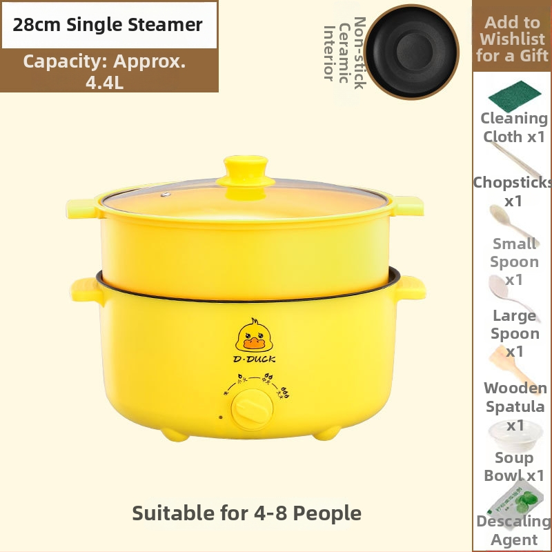 Elektrický viacúčelový varný prístroj s dvojitou rúčkou a otočným ovládaním, integrovaný dizajn, pre 4–5 porci