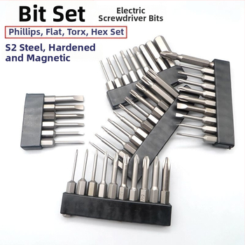 Tvrdý magnetický súbor bitov pre skrutkovače: Philips, ploché, Torx a HEX bity, pre bezdrôtové a ručné vŕtačky