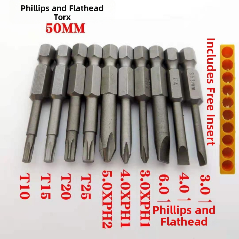 Tvrdý magnetický súbor bitov pre skrutkovače: Philips, ploché, Torx a HEX bity, pre bezdrôtové a ručné vŕtačky