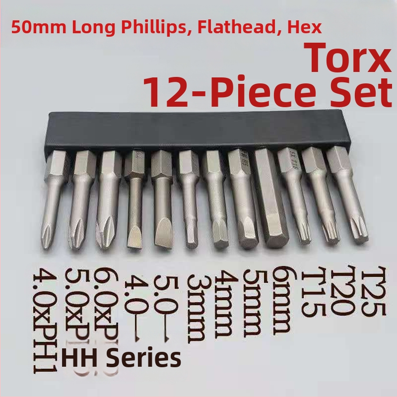 Tvrdý magnetický súbor bitov pre skrutkovače: Philips, ploché, Torx a HEX bity, pre bezdrôtové a ručné vŕtačky