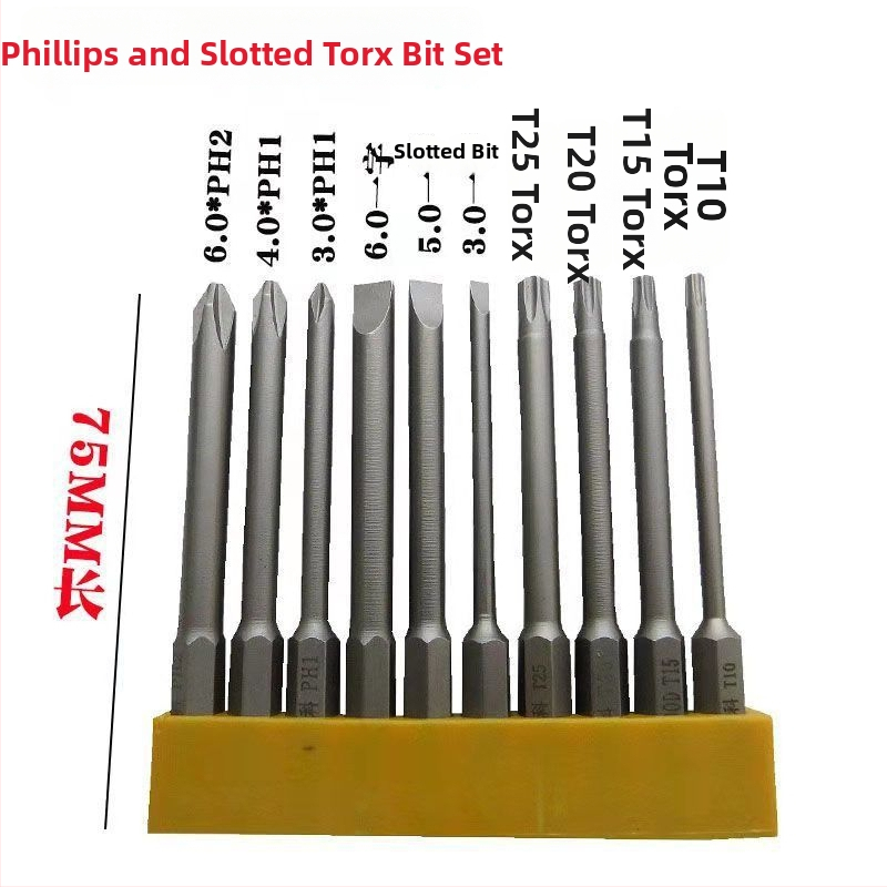 Tvrdý magnetický súbor bitov pre skrutkovače: Philips, ploché, Torx a HEX bity, pre bezdrôtové a ručné vŕtačky