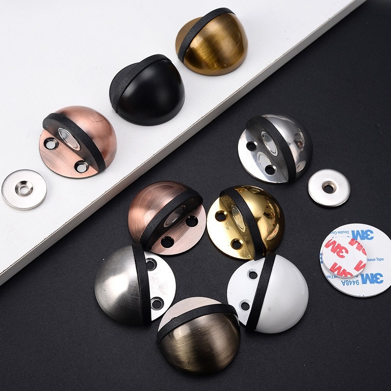 Stop de ușă din oțel inoxidabil, vârf de țestoasă, montat pe podea, tampon din cauciuc semicircular, acționare manuală