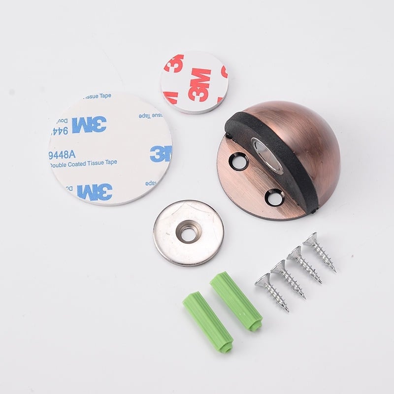 Stop de ușă din oțel inoxidabil, vârf de țestoasă, montat pe podea, tampon din cauciuc semicircular, acționare manuală