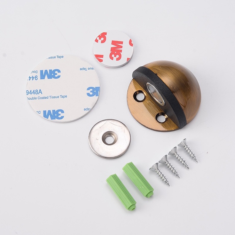 Stop de ușă din oțel inoxidabil, vârf de țestoasă, montat pe podea, tampon din cauciuc semicircular, acționare manuală