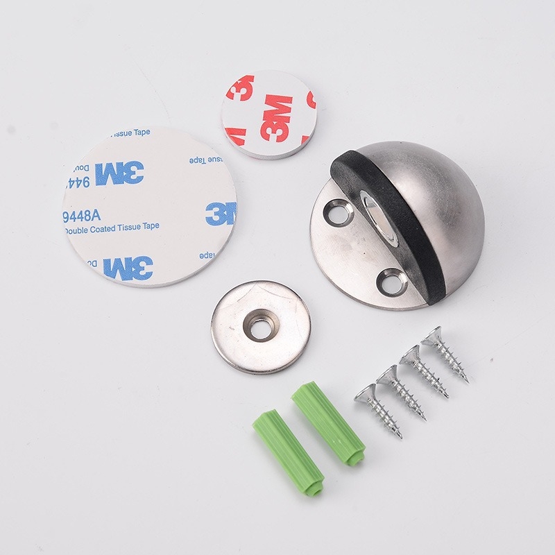 Stop de ușă din oțel inoxidabil, vârf de țestoasă, montat pe podea, tampon din cauciuc semicircular, acționare manuală