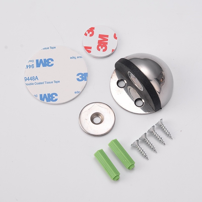 Stop de ușă din oțel inoxidabil, vârf de țestoasă, montat pe podea, tampon din cauciuc semicircular, acționare manuală