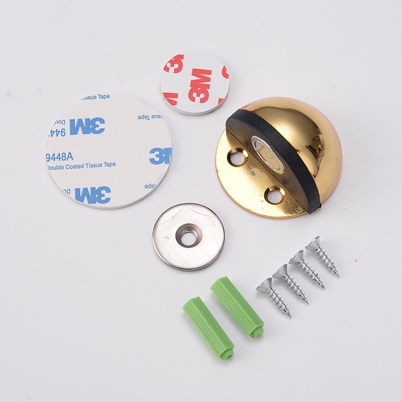 Stop de ușă din oțel inoxidabil, vârf de țestoasă, montat pe podea, tampon din cauciuc semicircular, acționare manuală