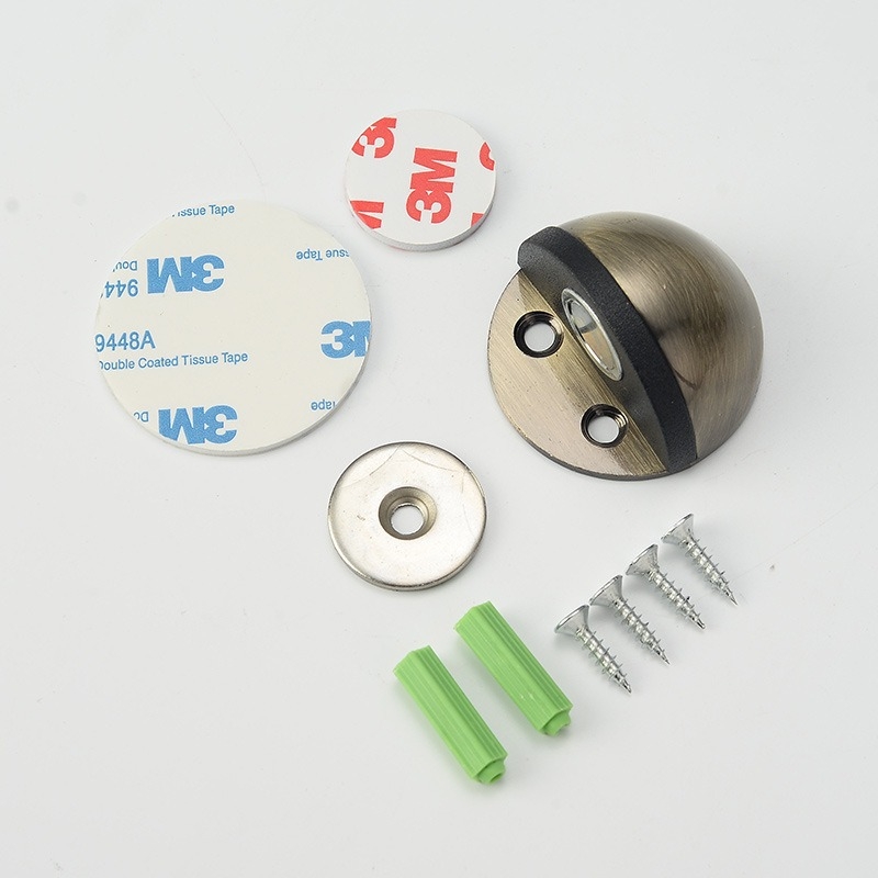 Stop de ușă din oțel inoxidabil, vârf de țestoasă, montat pe podea, tampon din cauciuc semicircular, acționare manuală