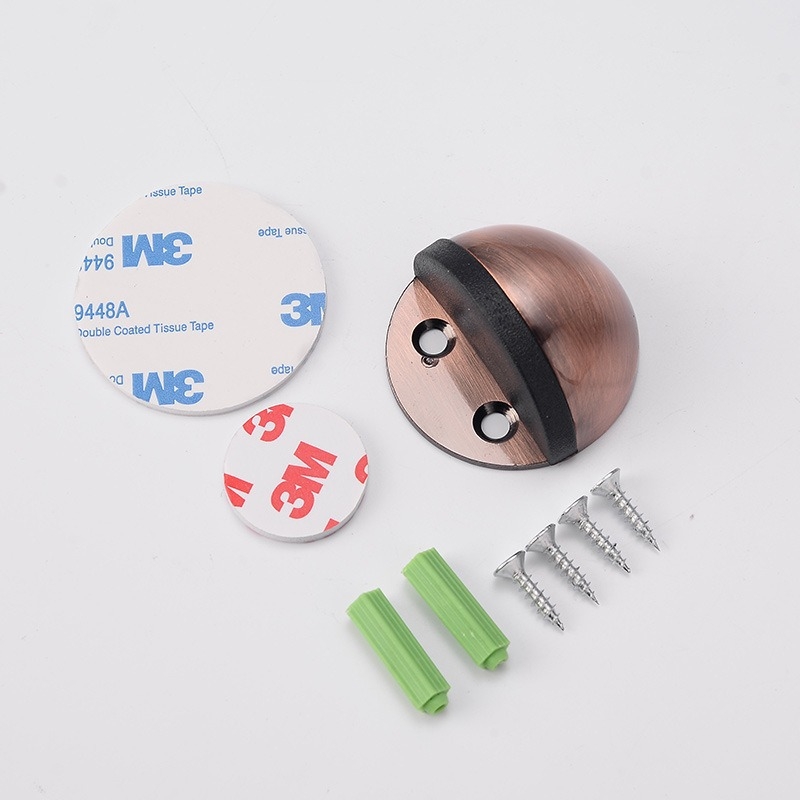 Stop de ușă din oțel inoxidabil, vârf de țestoasă, montat pe podea, tampon din cauciuc semicircular, acționare manuală