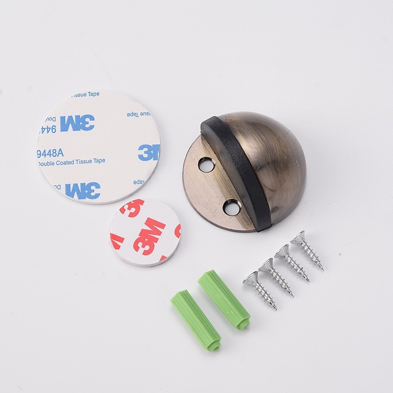 Stop de ușă din oțel inoxidabil, vârf de țestoasă, montat pe podea, tampon din cauciuc semicircular, acționare manuală