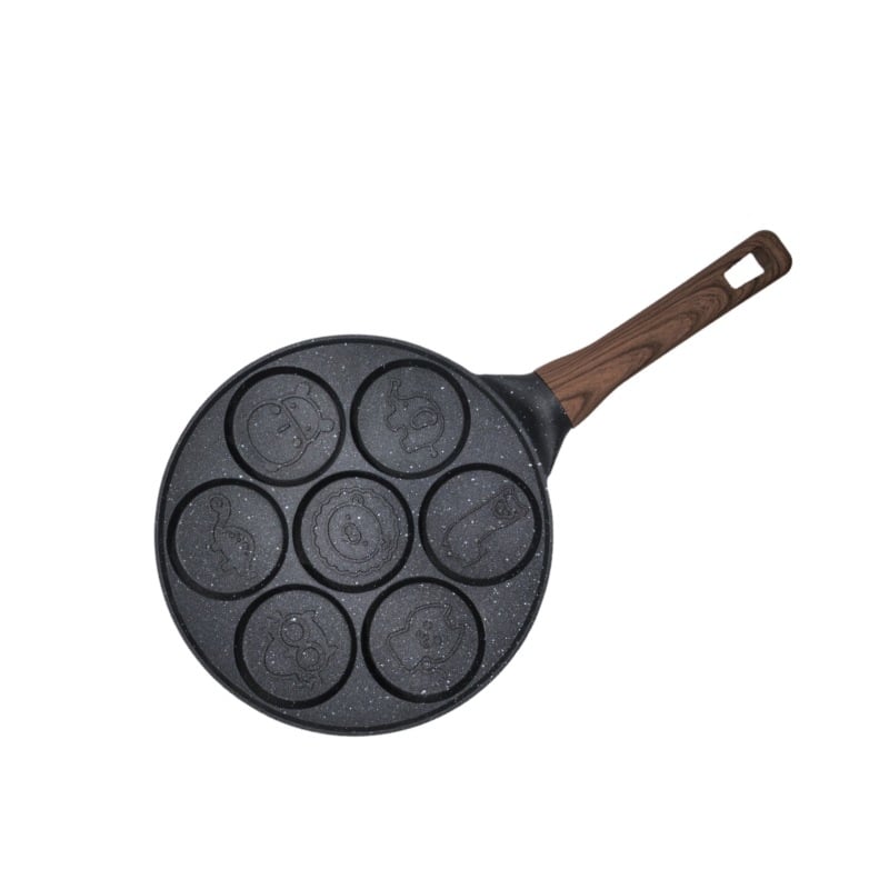 Τηγάνι – αντικολλητική επίστρωση; σώμα από κράμα αλουμινίου με κάτω από 430 ανοξείδωτο χάλυβα; διπλός πυθμένα; συμβατό με επαγωγικό μάτι και φούρνο αερίου