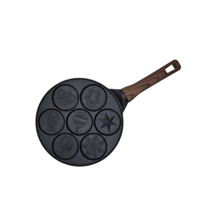 Τηγάνι – αντικολλητική επίστρωση; σώμα από κράμα αλουμινίου με κάτω από 430 ανοξείδωτο χάλυβα; διπλός πυθμένα; συμβατό με επαγωγικό μάτι και φούρνο αερίου