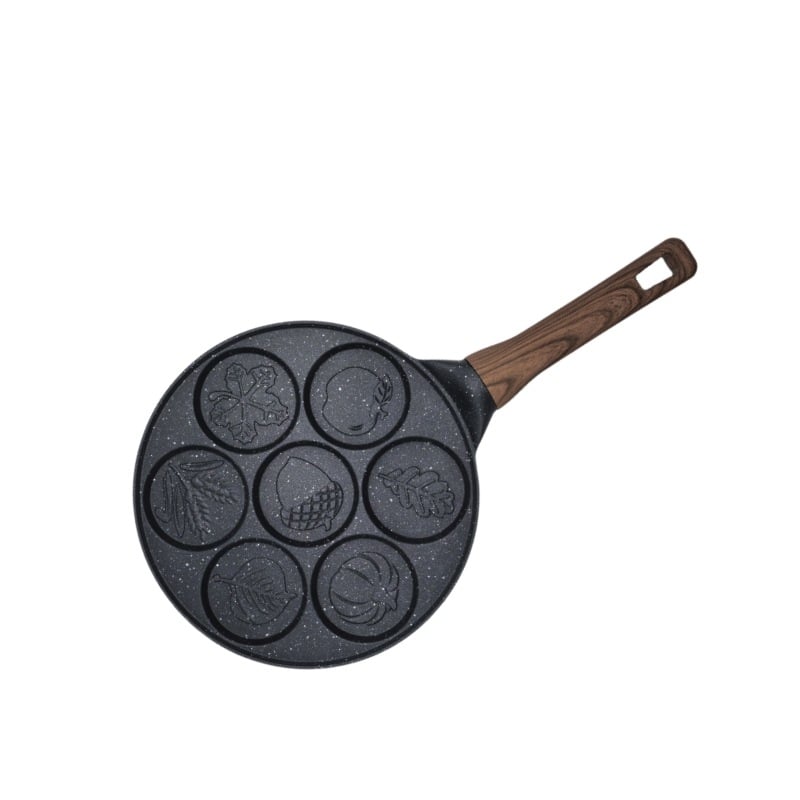 Τηγάνι – αντικολλητική επίστρωση; σώμα από κράμα αλουμινίου με κάτω από 430 ανοξείδωτο χάλυβα; διπλός πυθμένα; συμβατό με επαγωγικό μάτι και φούρνο αερίου