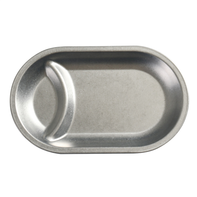 Плитък съд за закуски и десерти, ретро стил, матирана повърхност, 304 неръждаема стомана, подходящ за микровълнова.