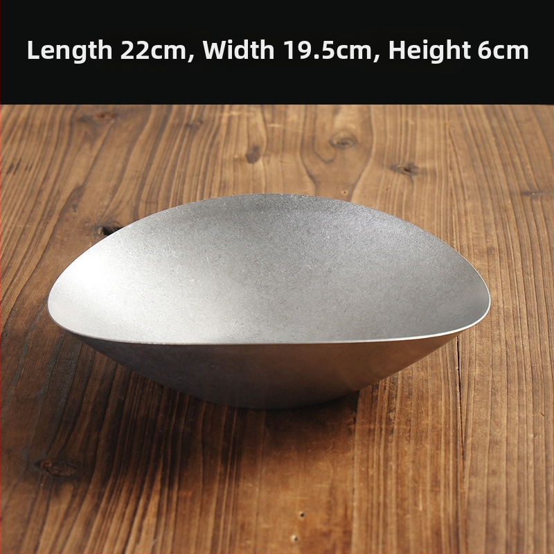 Plochý tanier z 304 nerezovej ocele, retro štýl, matný povrch, vhodný do mikrovlnnej rúry.