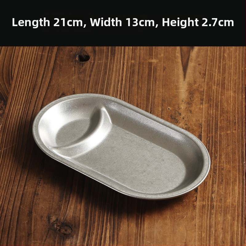 Plochý tanier z 304 nerezovej ocele, retro štýl, matný povrch, vhodný do mikrovlnnej rúry.