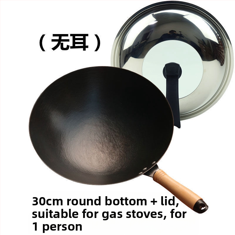 Wok z liatiny, bez povlaku, guľatý dno, kompatibilný s indukciou