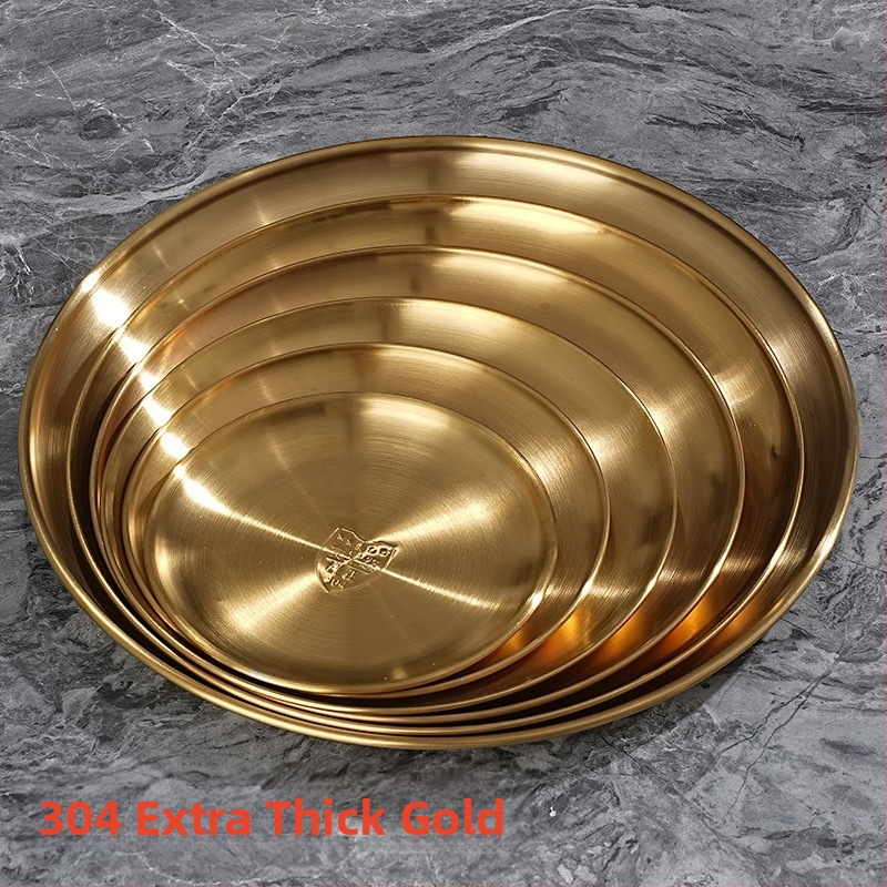 Plochý tanier z nehrdzavejúcej ocele, guľatý, leštený povrch, pre reštaurácie a catering, možnosť potlače loga