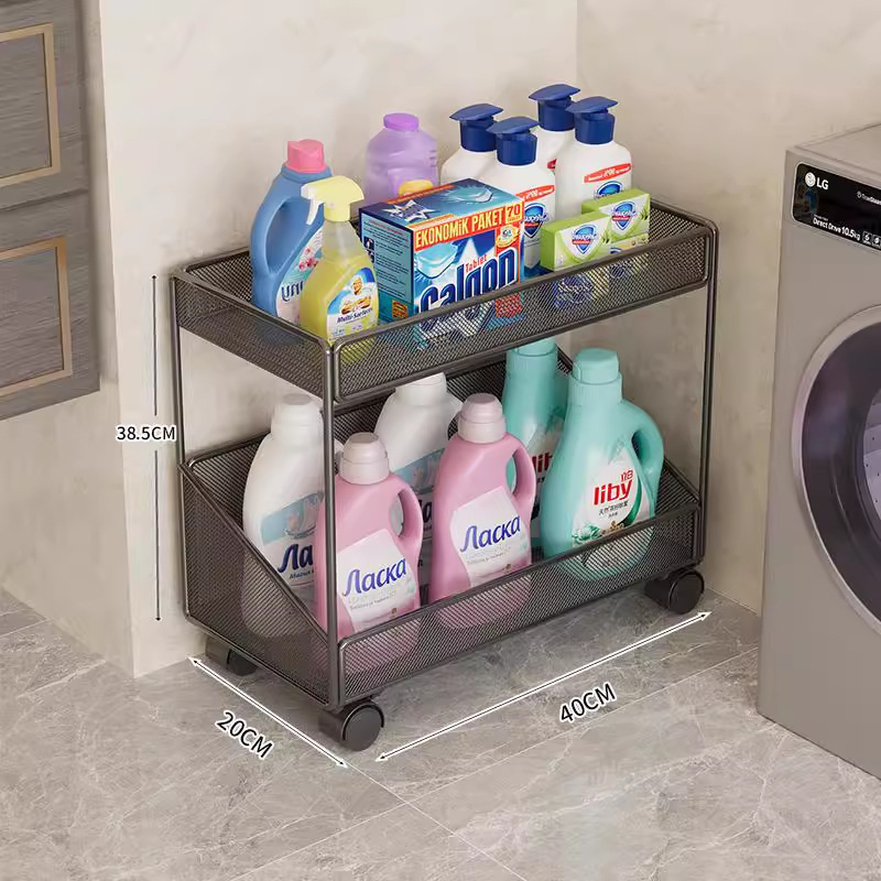 Kupaonski podni regaľ za pohranu, 3-slojni metalni, završni premaz pečene boje, jednostavan modern dizajn, nosivost 30–40 kg