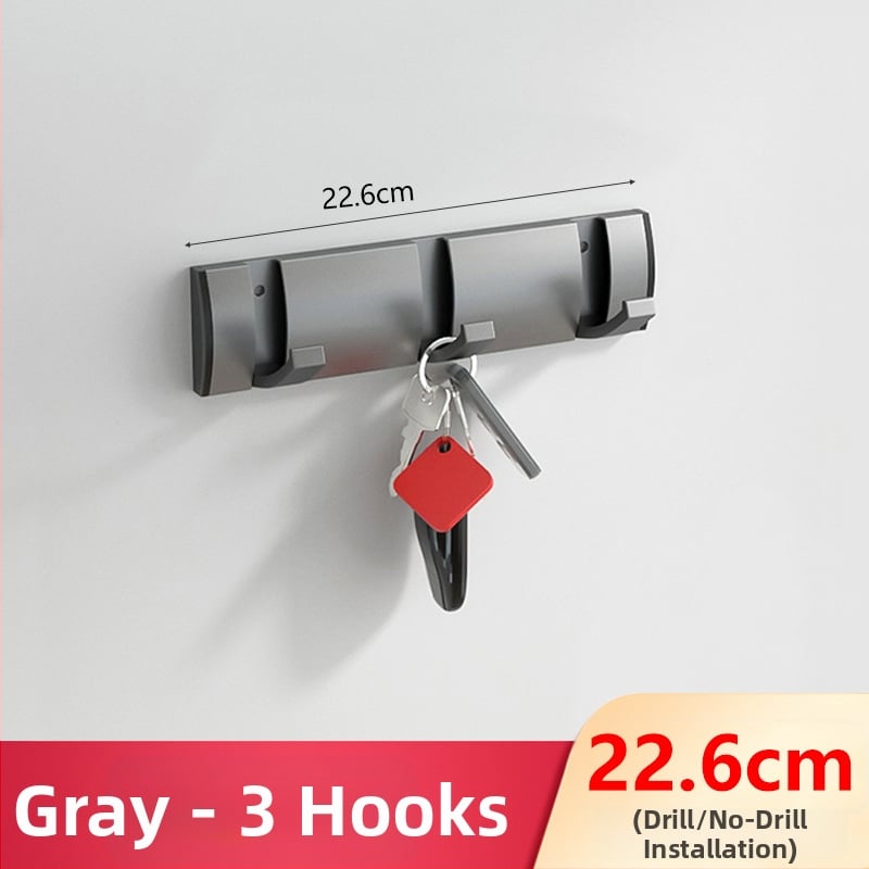 Скрита закачалка за врата за антре/гардероб — стенна сгъваема закачалка за палта и шапки, без пробиване — Space Aluminum, 444 g, Nano sandblasting, Светъл лукс, EU CE сертификация